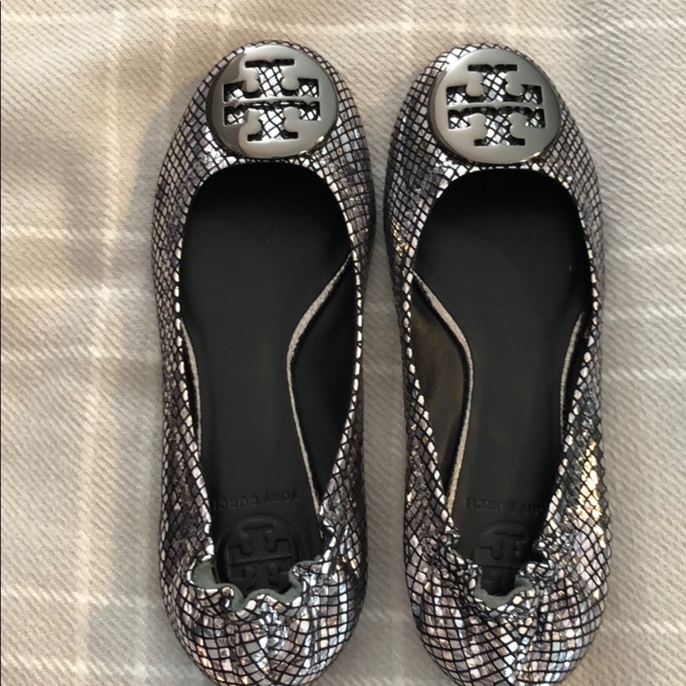 Tory Burch ballet flats silver/black size 5 1/2 M